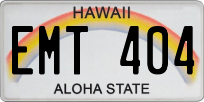 HI license plate EMT404