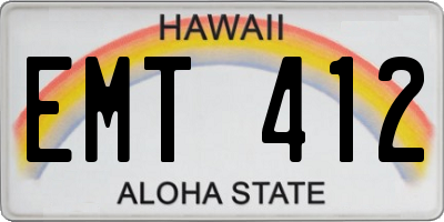 HI license plate EMT412