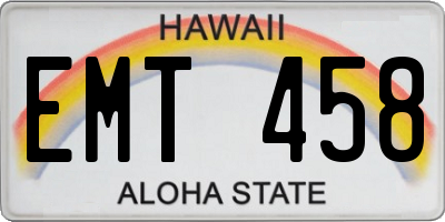 HI license plate EMT458