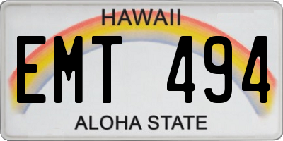 HI license plate EMT494