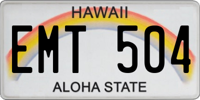 HI license plate EMT504