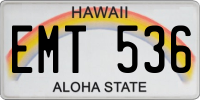 HI license plate EMT536