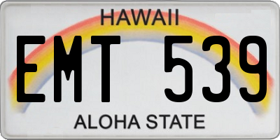 HI license plate EMT539