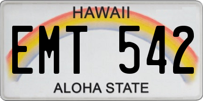 HI license plate EMT542
