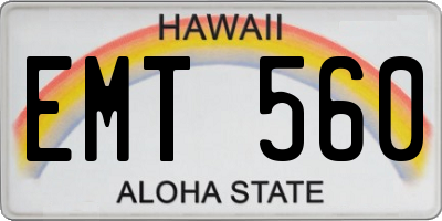 HI license plate EMT560