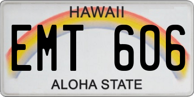 HI license plate EMT606