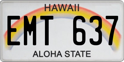 HI license plate EMT637