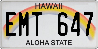 HI license plate EMT647
