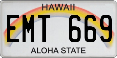 HI license plate EMT669