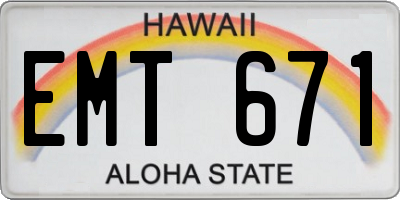 HI license plate EMT671