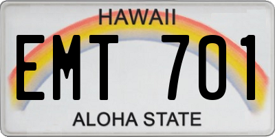 HI license plate EMT701