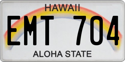 HI license plate EMT704