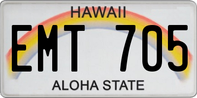 HI license plate EMT705