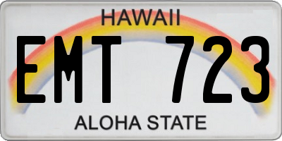 HI license plate EMT723