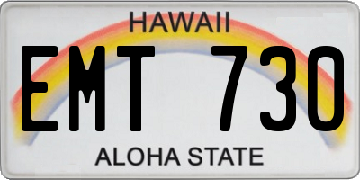HI license plate EMT730