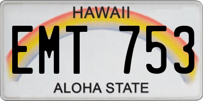 HI license plate EMT753