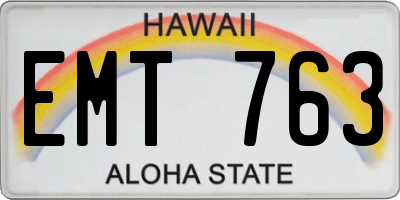 HI license plate EMT763