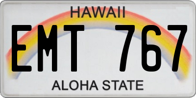 HI license plate EMT767