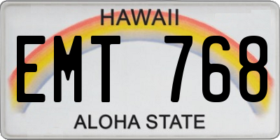 HI license plate EMT768