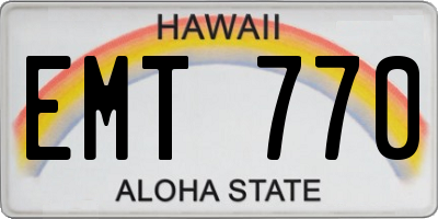 HI license plate EMT770