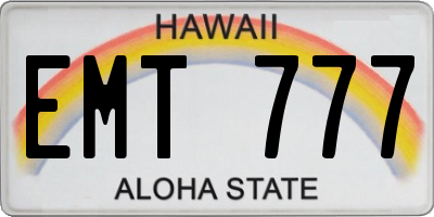 HI license plate EMT777