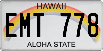 HI license plate EMT778