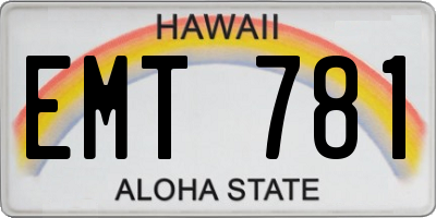 HI license plate EMT781