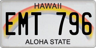 HI license plate EMT796