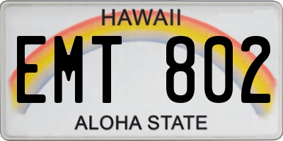 HI license plate EMT802