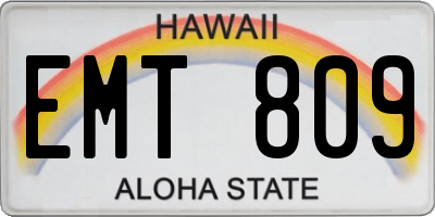 HI license plate EMT809