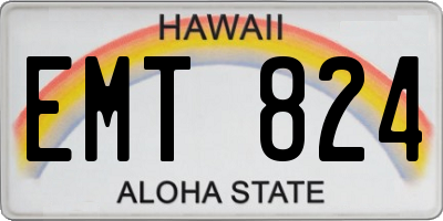 HI license plate EMT824