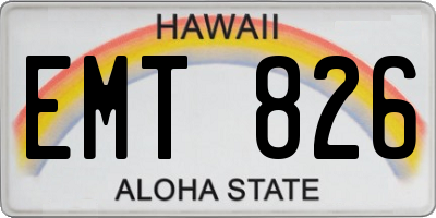 HI license plate EMT826