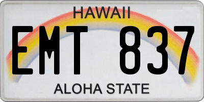 HI license plate EMT837