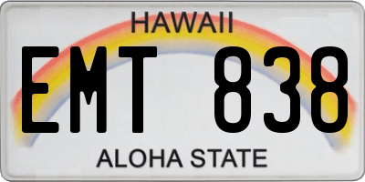HI license plate EMT838