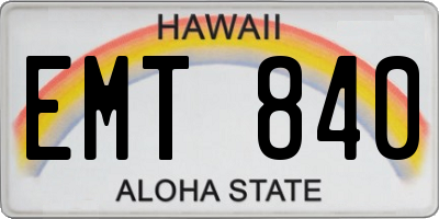 HI license plate EMT840