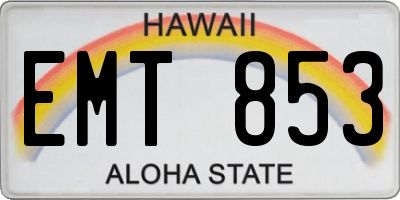 HI license plate EMT853