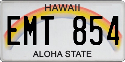 HI license plate EMT854