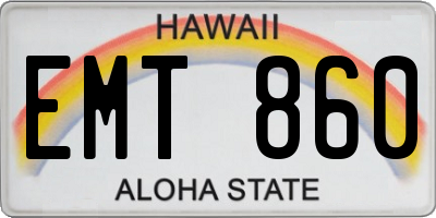 HI license plate EMT860
