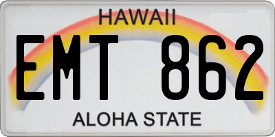 HI license plate EMT862
