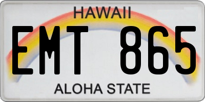 HI license plate EMT865