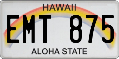 HI license plate EMT875