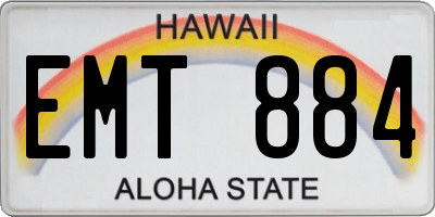 HI license plate EMT884