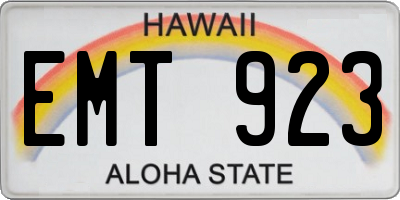 HI license plate EMT923