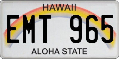 HI license plate EMT965