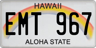 HI license plate EMT967