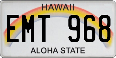HI license plate EMT968