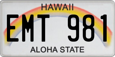 HI license plate EMT981
