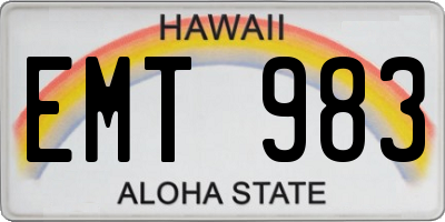HI license plate EMT983