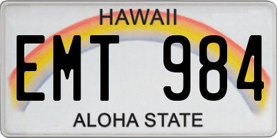 HI license plate EMT984