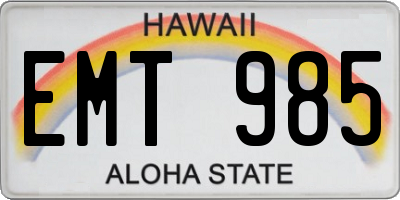 HI license plate EMT985